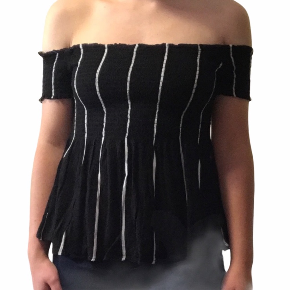 Off shoulder striped blouse